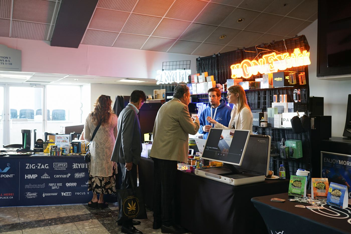 Attendees talking with exhibitors on the expo floor at the 2025 RCCO Conference